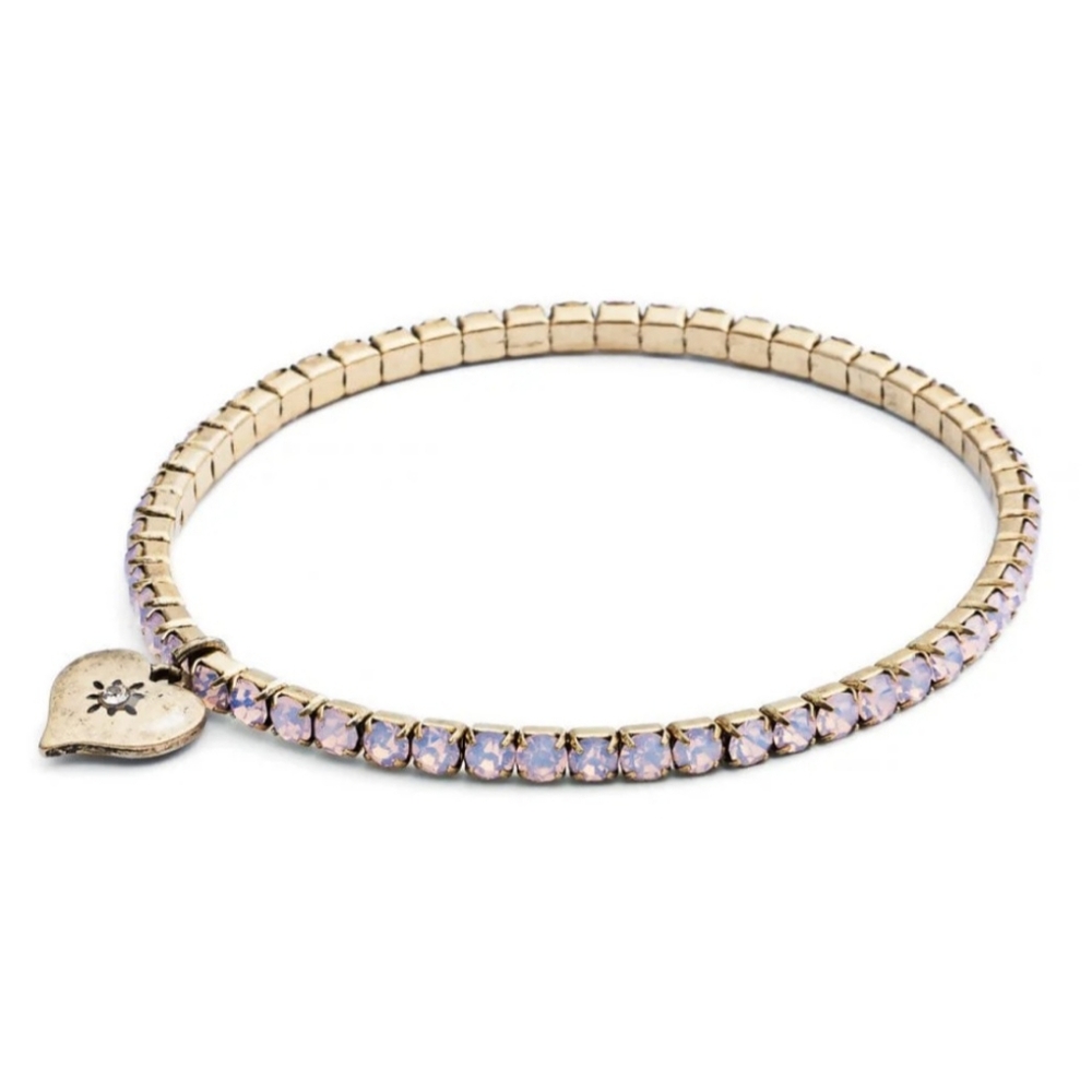 New Diamante Rose Opal, Brass Plated Stretch Bracelet, NWT